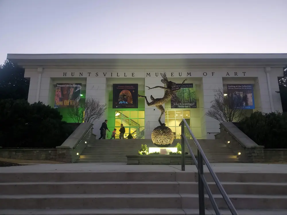 Huntsville Art Museum - front façade and stairs 2023, AL